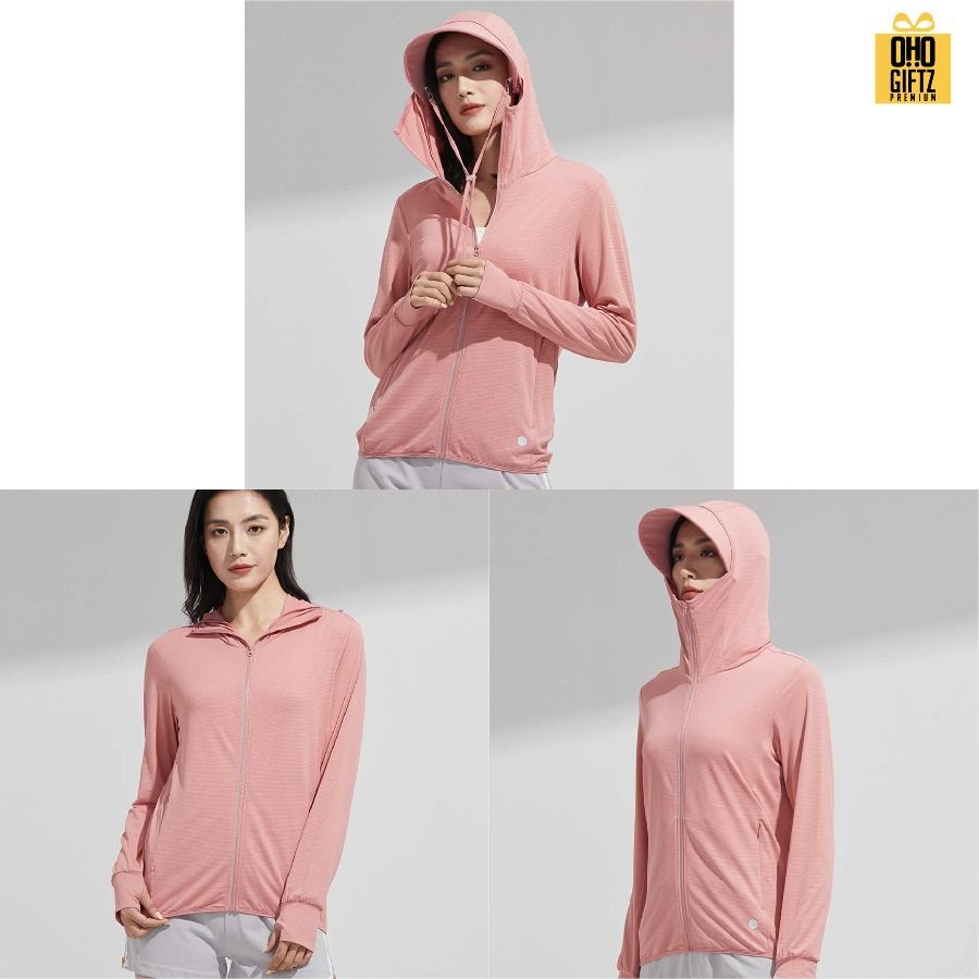 เสื้อคลุมมีหมวกถอดออกได้กันแดด UV สกรีนโลโก้ ทำเป็นของพรีเมี่ยมได้