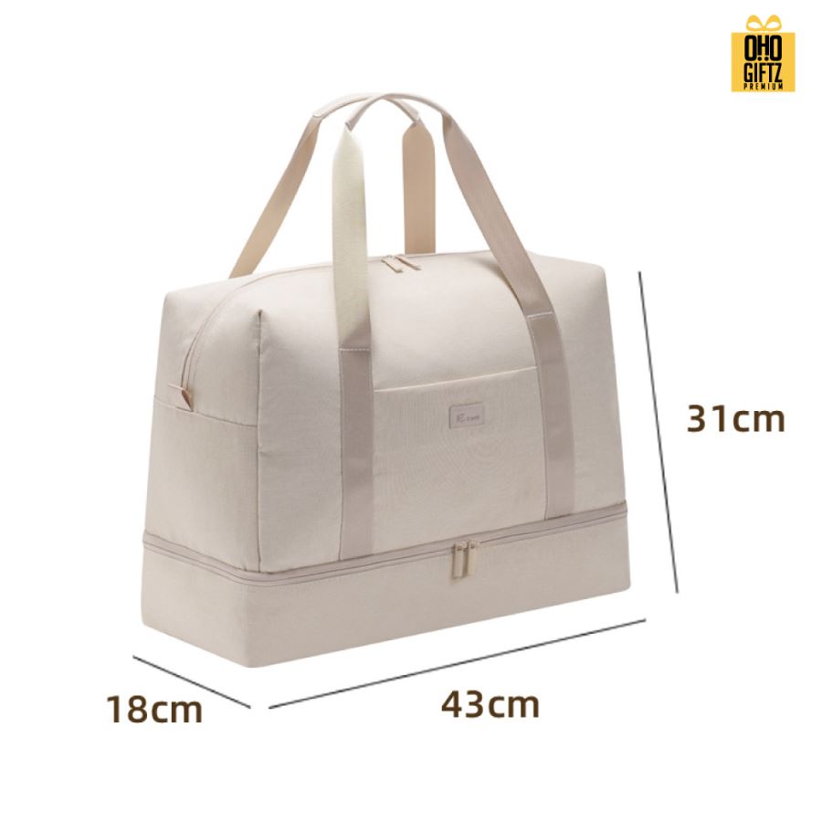 กระเป๋าออกกำลังกาย มีแยกชั้นเปียกและแห้ง สกรีนโลโก้ ทำเป็นของพรีเมี่ยม