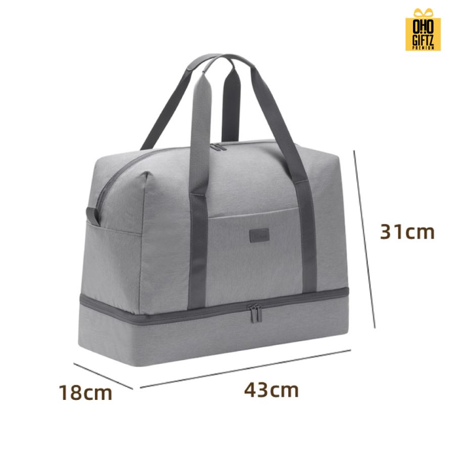 กระเป๋าออกกำลังกาย มีแยกชั้นเปียกและแห้ง สกรีนโลโก้ ทำเป็นของพรีเมี่ยม