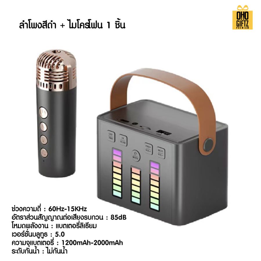 ลำโพงบลูทูธคาราโอเกะพร้อมไมค์ สกรีนโลโก้ สกรีนชื่อร้านทำเป็นของพรีเมี่ยมได้ 
