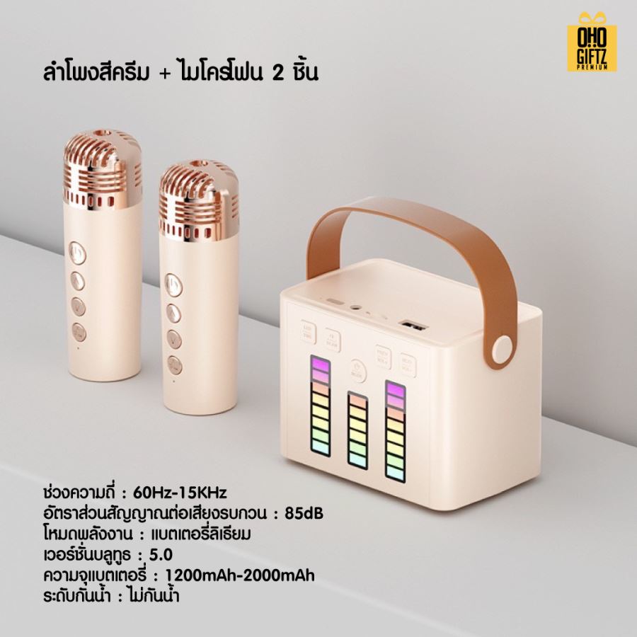 ลำโพงบลูทูธคาราโอเกะพร้อมไมค์ สกรีนโลโก้ สกรีนชื่อร้านทำเป็นของพรีเมี่ยมได้ 
