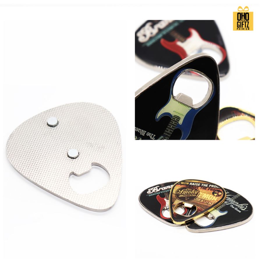 ที่เปิดขวดปิ๊กกีตาร์ แม่เหล็กติดตู้เย็น ไม่จำกัดสี สกรีนโลโก้  ทำเป็นของพรีเมี่ยมได้