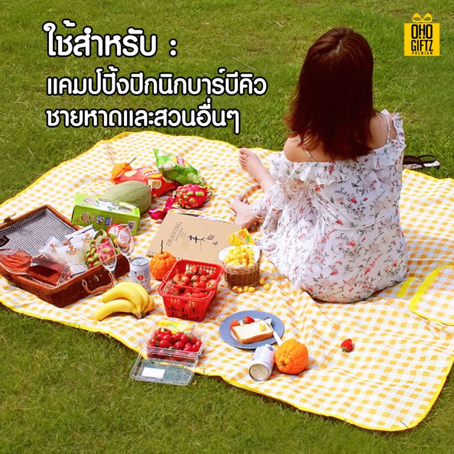 เสื่อปิกนิกกลางแจ้งแบบพกพา สกรีนชื่อ สกรีนโลโก้ ทำเป็นของพรีเมี่ยมได้ 