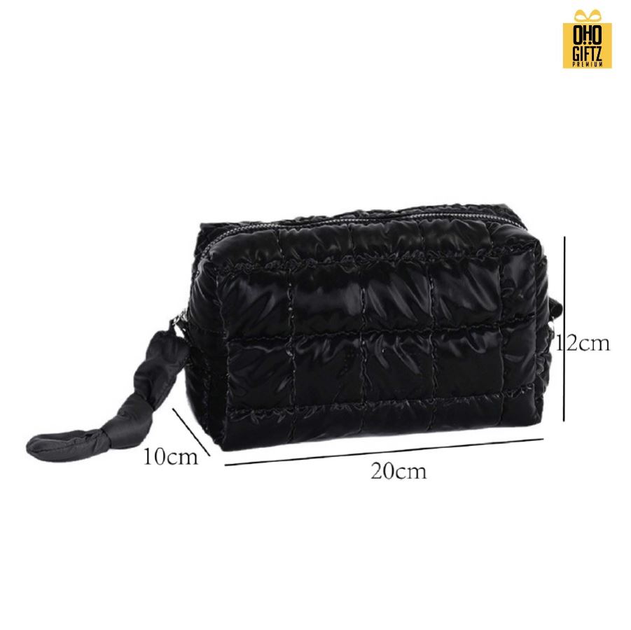 กระเป๋าเครื่องสำอางผ้าบุนวม ผลิตโลโก้ ติดลาเบล ทำเป็นของพรีเมี่ยม