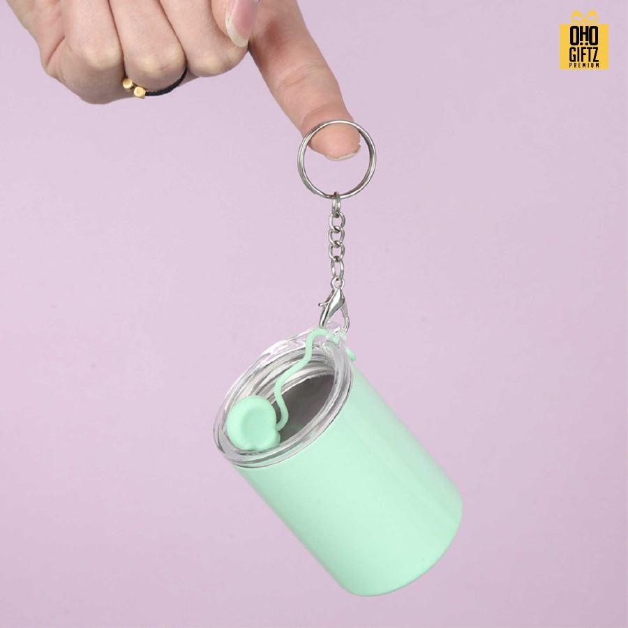 พวงกุญแจแก้วสแตนเลสจิ๋ว สกรีนโลโก้ ทำเป็นของพรีเมี่ยม ของชำร่วยได้