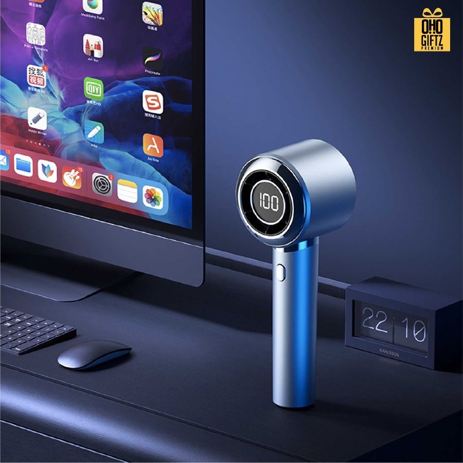 พัดลมมือถือ USB ปรับระดับได้ 1-100 สกรีนโลโก้ ทำเป็นของพรีเมี่ยม