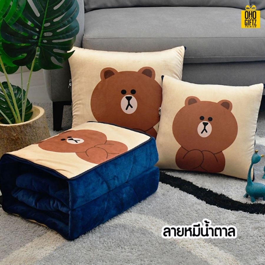 หมอนผ้าห่ม สกรีนโลโก้ ทำเป็นของพรีเมี่ยมได้