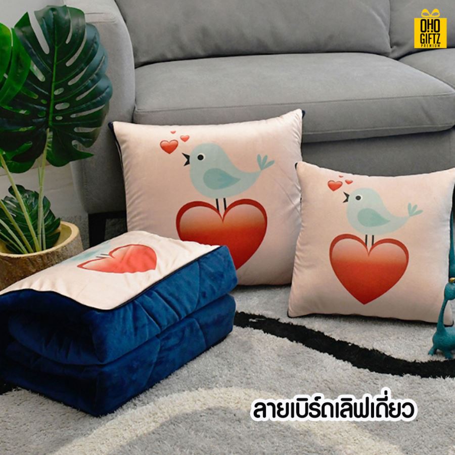 หมอนผ้าห่ม สกรีนโลโก้ ทำเป็นของพรีเมี่ยมได้