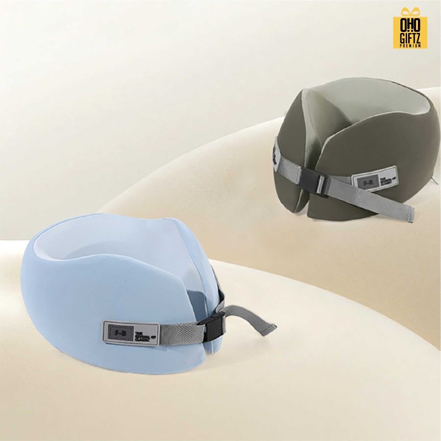 หมอนรองคอเมมโมรี่โฟมพับเก็บพร้อมกล่อง สกรีนชื่อ สกรีนโลโก้ ทำเป็นของพรีเมี่ยมได้