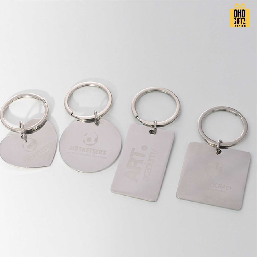 พวงกุญแจสแตนเลส เลเซอร์โลโก้ สกรีนโลโก้ ทำเป็นของพรีเมี่ยม ของชำร่วยได้