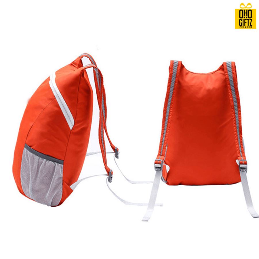 กระเป๋าเป้ผ้าNYLONพับได้ สกรีนโลโก้ ทำเป็นของพรีเมี่ยม ของที่ระลึก