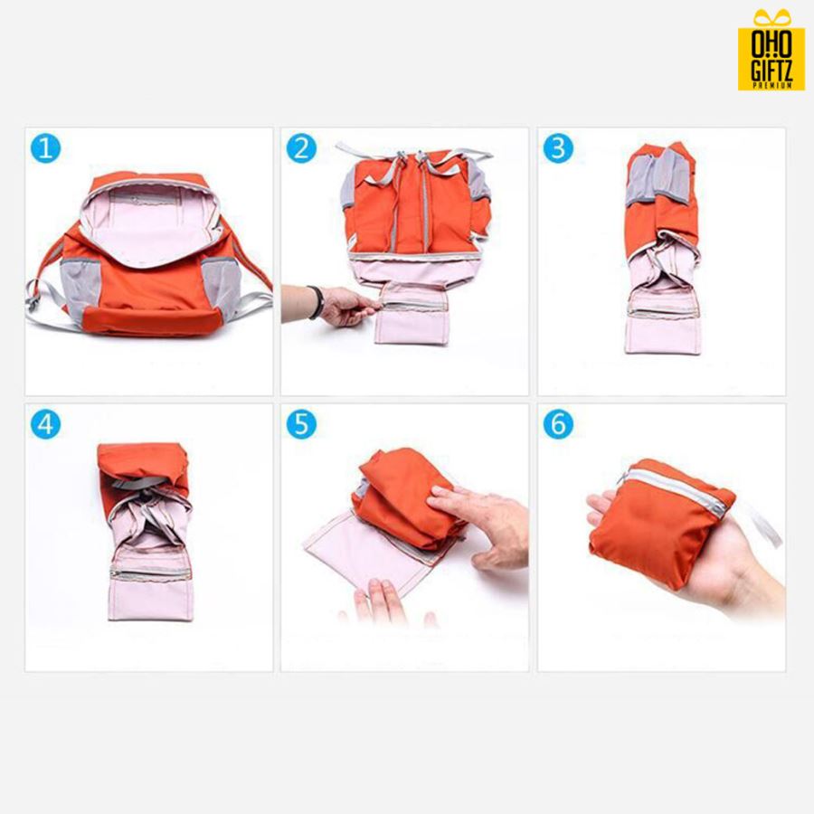 กระเป๋าเป้ผ้าNYLONพับได้ สกรีนโลโก้ ทำเป็นของพรีเมี่ยม ของที่ระลึก