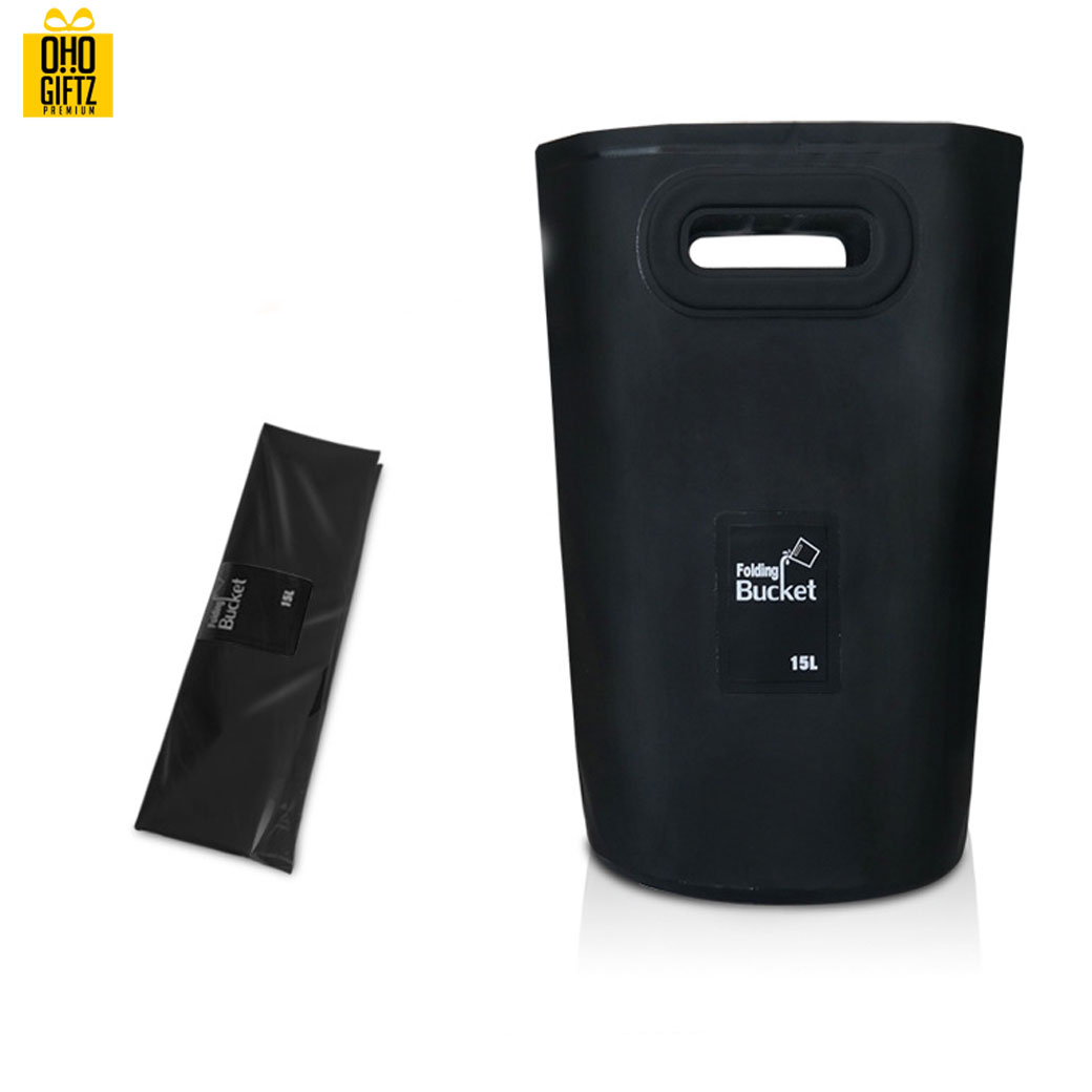 ถังกันน้ำพับเก็บได้ PVC สกรีนโลโก้ ทำเป็นของพรีเมี่ยม