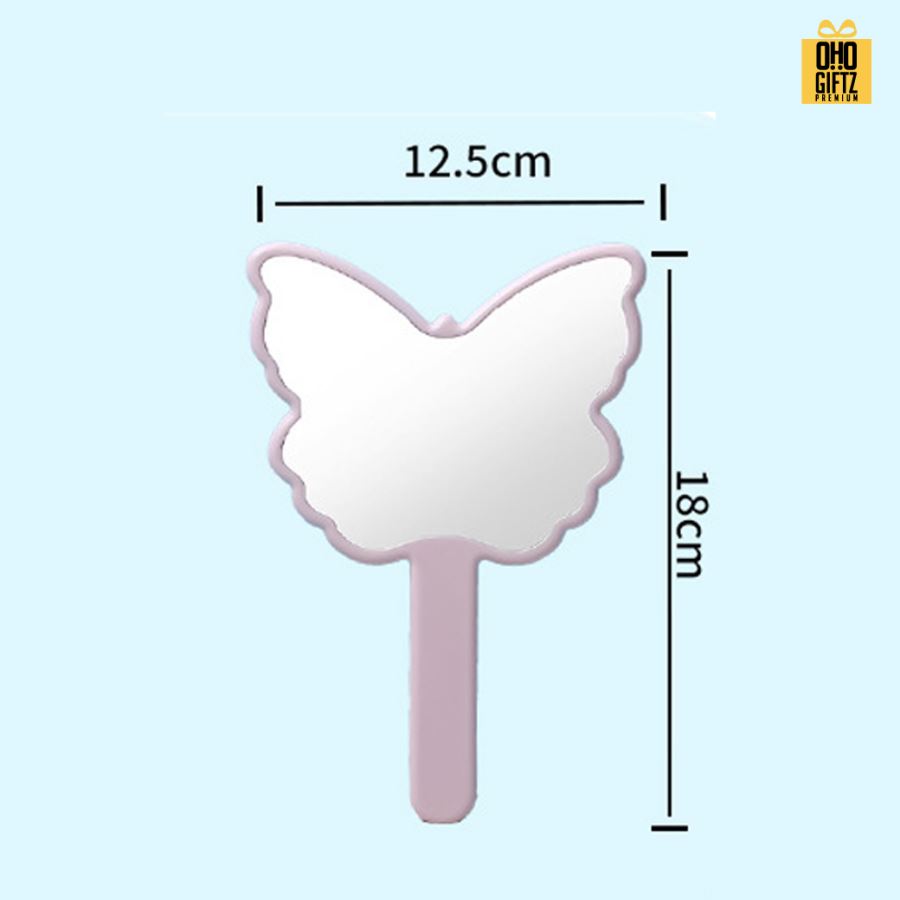 กระจกถือทรงผีเสื้อ สกรีนชื่อ สกรีนโลโก้  ทำเป็นของพรีเมี่ยมได้