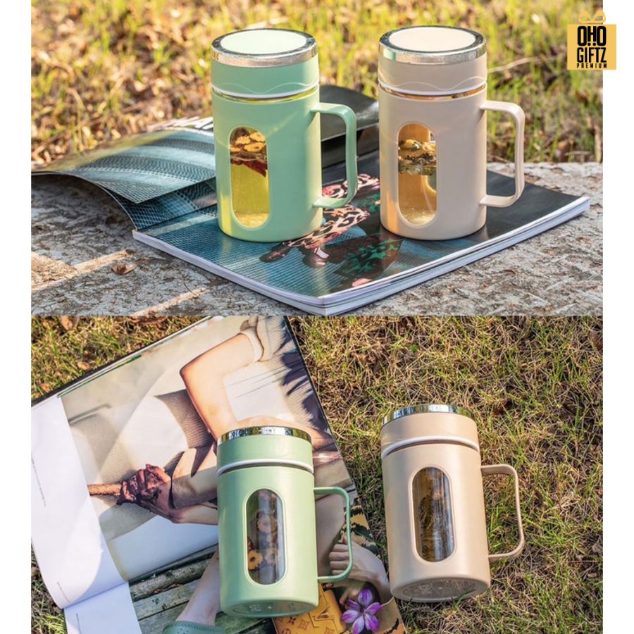 ถ้วยหุ้มแก้วน้ำมีที่จับ สกรีนโลโก้  ทำเป็นของพรีเมี่ยมได้