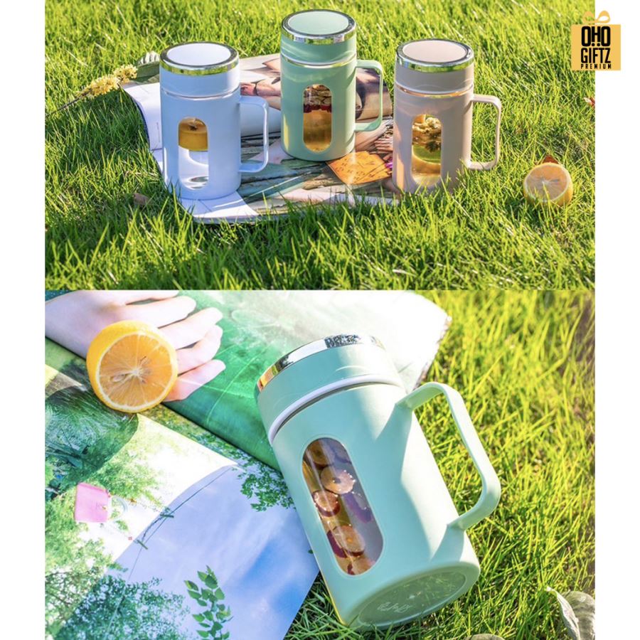 ถ้วยหุ้มแก้วน้ำมีที่จับ สกรีนโลโก้  ทำเป็นของพรีเมี่ยมได้