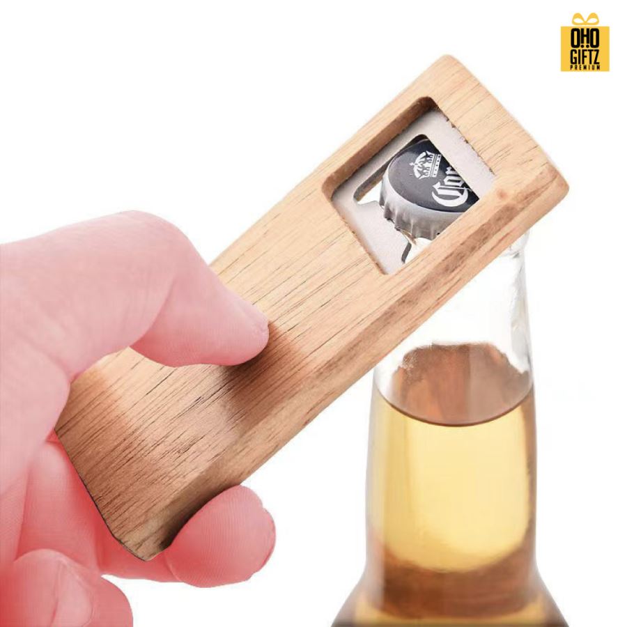 ที่เปิดขวดไม้กระทัดรัด สกรีนโลโก้  ทำเป็นของพรีเมี่ยมได้