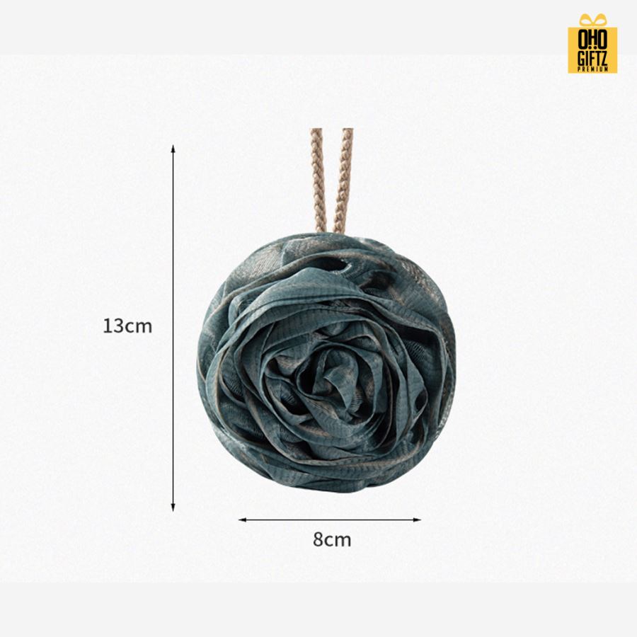 ฟองน้ำขัดตัวทรงดอกไม้ ติดลาเบล สกรีนโลโก้ ทำเป็นของพรีเมี่ยมได้