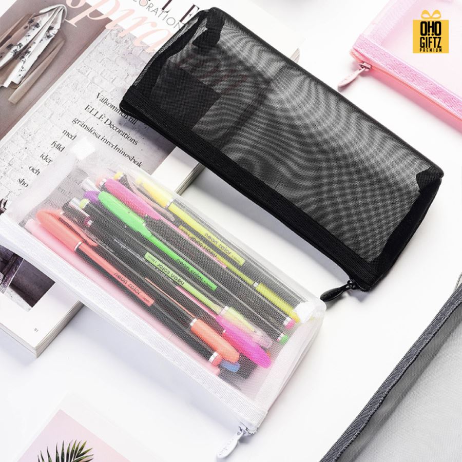 กระเป๋าตาข่ายใส่เครื่องเขียน สกรีนโลโก้  ทำเป็นของพรีเมี่ยม