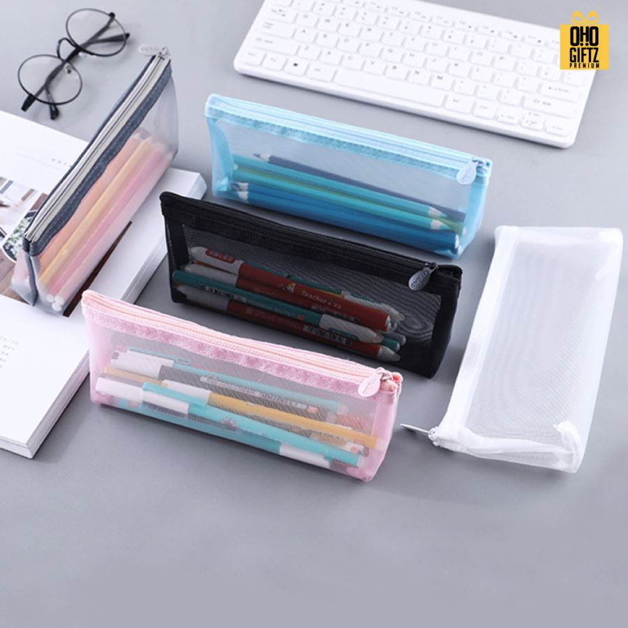 กระเป๋าตาข่ายใส่เครื่องเขียน สกรีนโลโก้  ทำเป็นของพรีเมี่ยม