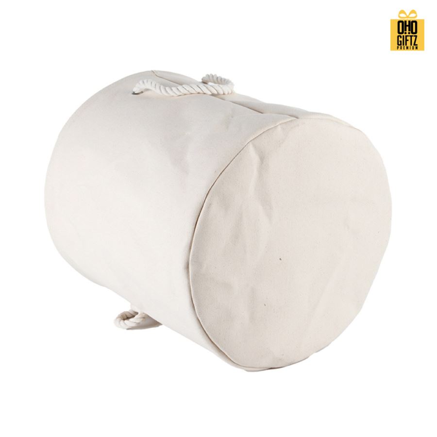 ตะกร้าผ้าแคนวาสหูหิ้วเชือก สกรีนโลโก้  ทำเป็นของพรีเมี่ยมได้