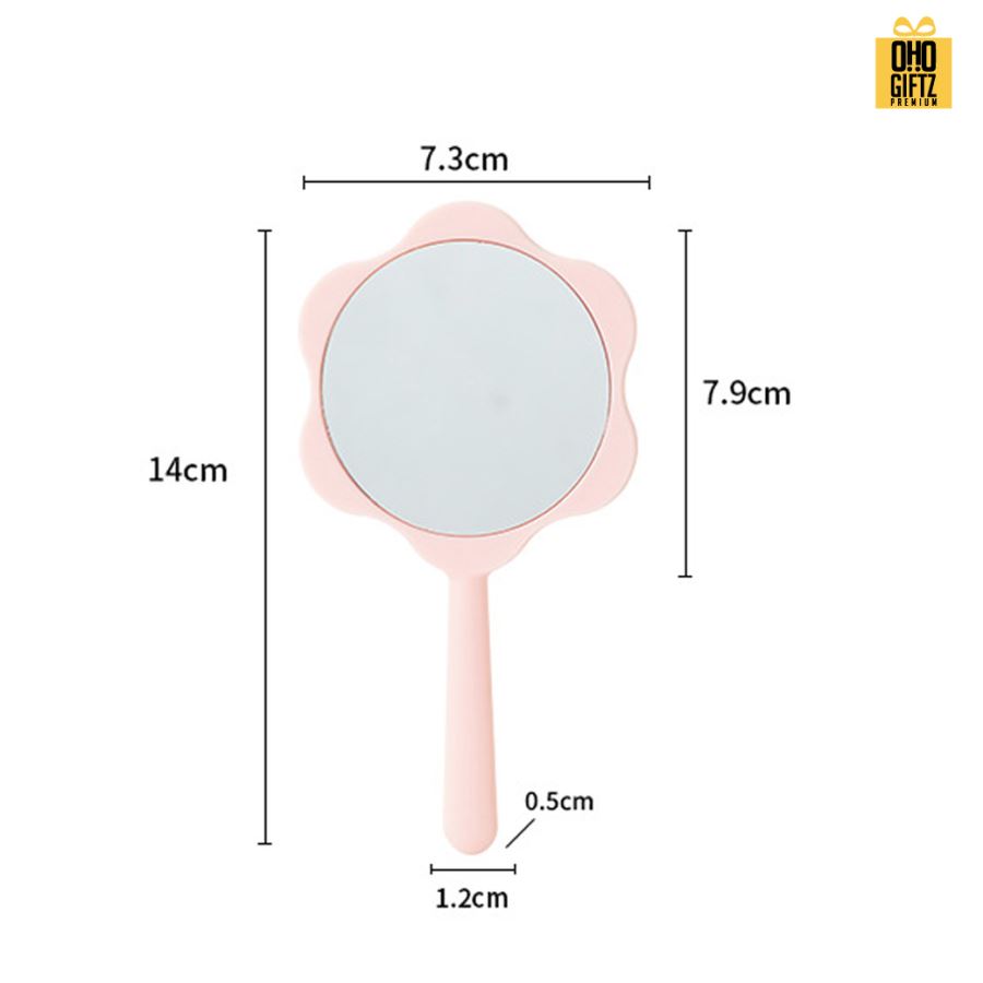 กระจกถือทรงดอกไม้ สกรีนชื่อ สกรีนโลโก้  ทำเป็นของพรีเมี่ยมได้