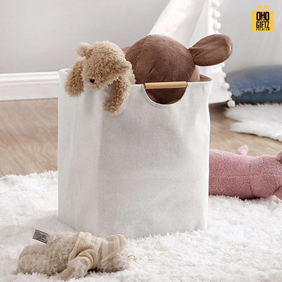 ตะกร้าผ้าสไตล์ญี่ปุ่น สกรีนโลโก้  ทำเป็นของพรีเมี่ยมได้