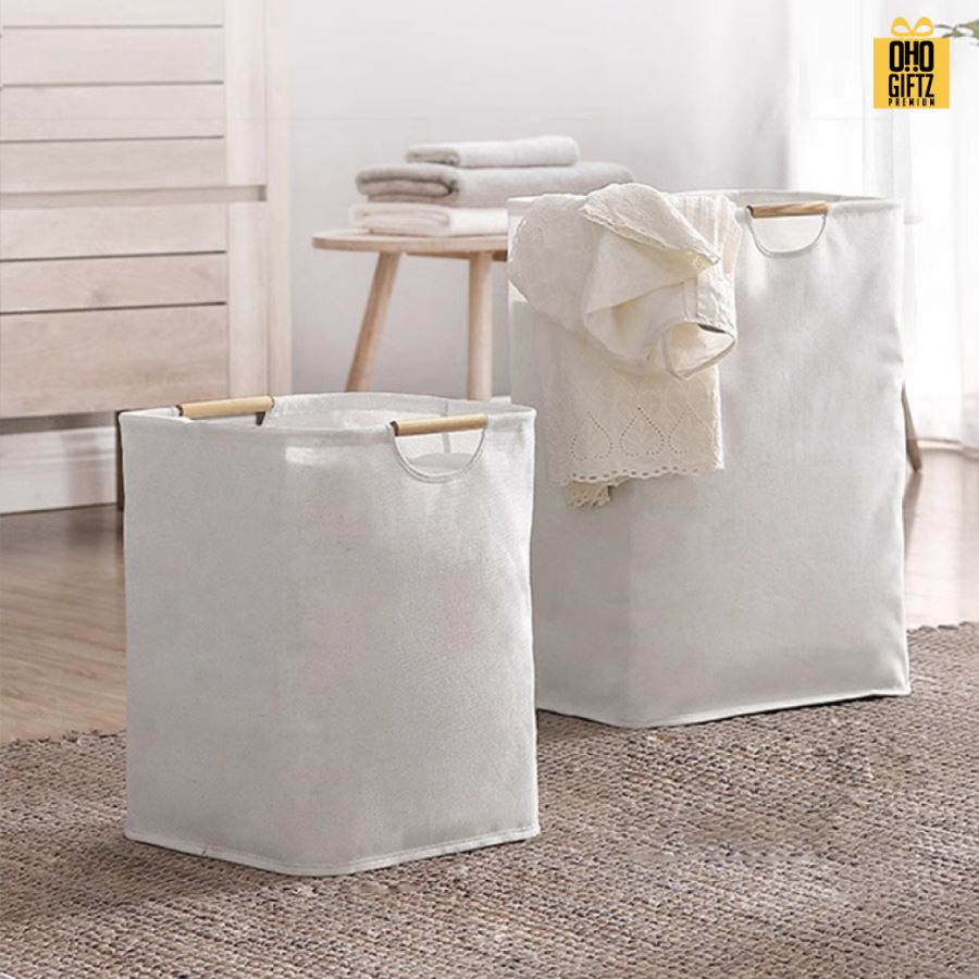 ตะกร้าผ้าสไตล์ญี่ปุ่น สกรีนโลโก้  ทำเป็นของพรีเมี่ยมได้