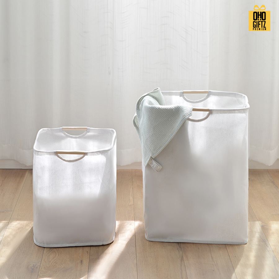 ตะกร้าผ้าสไตล์ญี่ปุ่น สกรีนโลโก้  ทำเป็นของพรีเมี่ยมได้