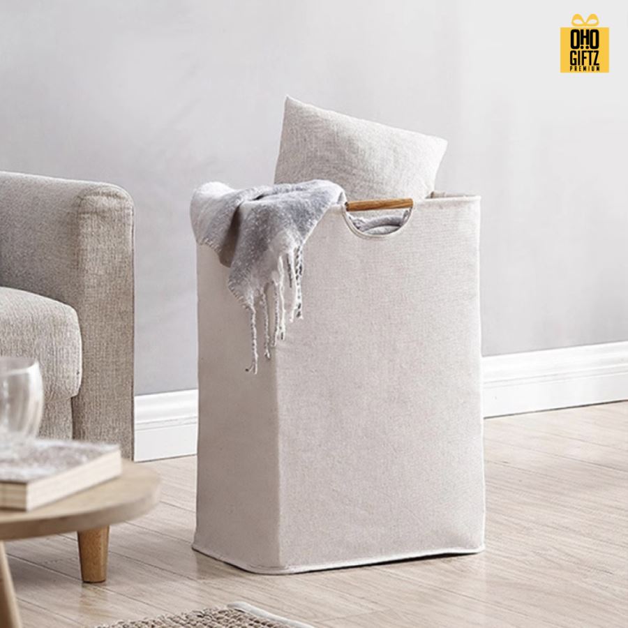 ตะกร้าผ้าสไตล์ญี่ปุ่น สกรีนโลโก้  ทำเป็นของพรีเมี่ยมได้