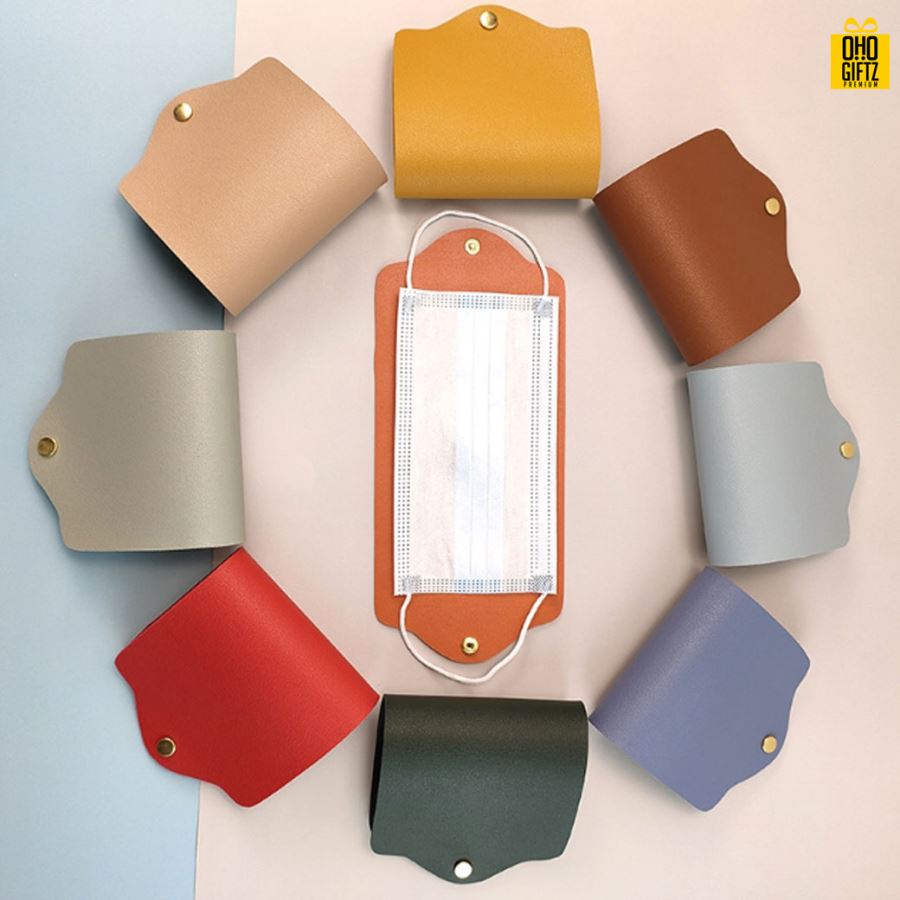 ซองหนัง PU เก็บหน้ากากผ้า สกรีนชื่อ สกรีนโลโก้ ทำเป็นของพรีเมี่ยมได้ 