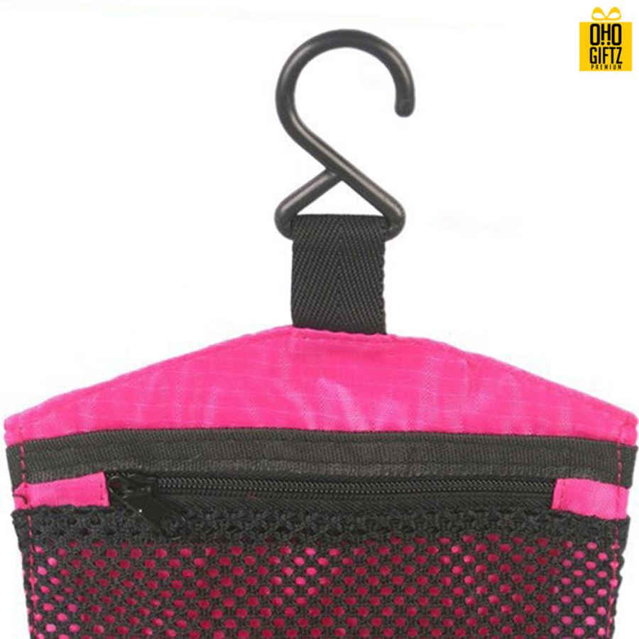 กระเป๋าผ้าไนลอนใส่อุปกรณ์อาบน้ำแขวนได้ สกรีนโลโก้ ทำเป็นของพรีเมี่ยม ของที่ระลึก