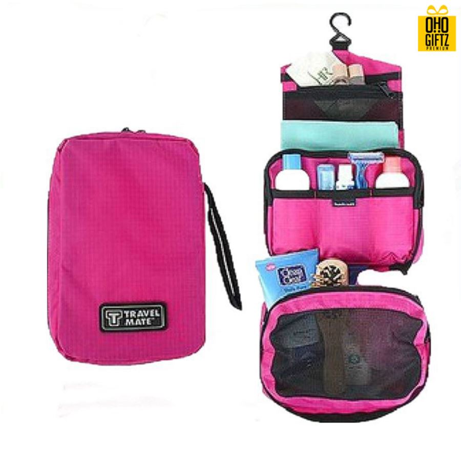 กระเป๋าผ้าไนลอนใส่อุปกรณ์อาบน้ำแขวนได้ สกรีนโลโก้ ทำเป็นของพรีเมี่ยม ของที่ระลึก