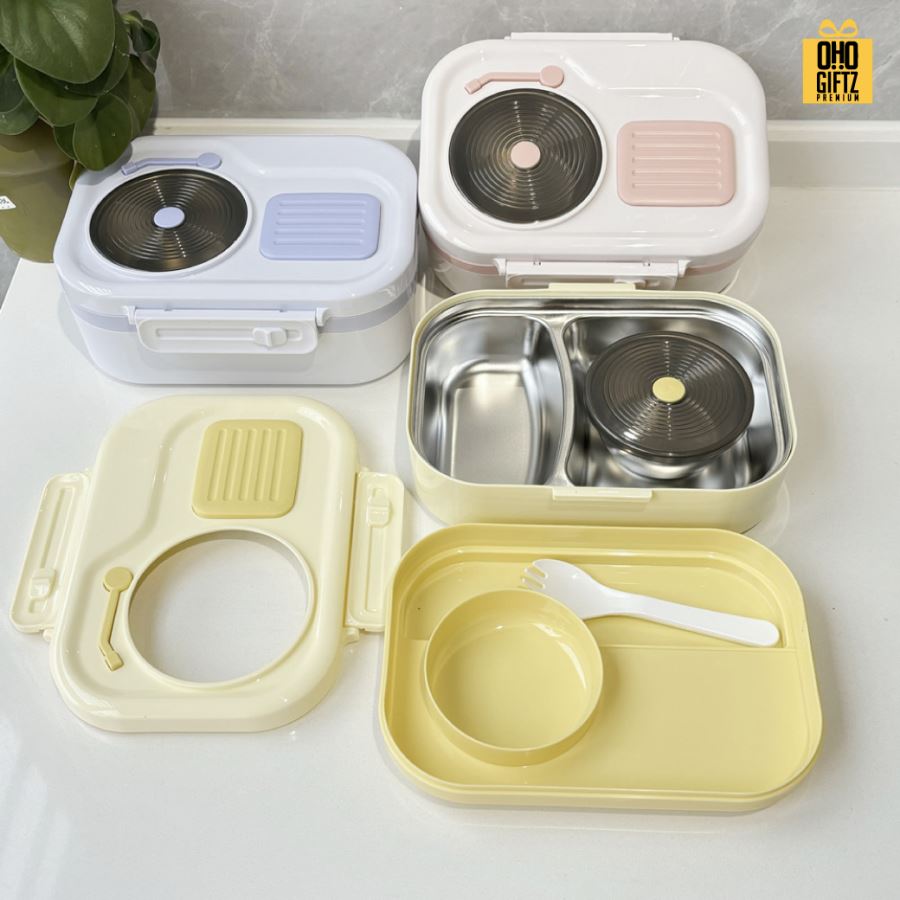 กล่องข้าวทรงวิทยุ สกรีนโลโก้ ทำเป็นของพรีเมี่ยมได้