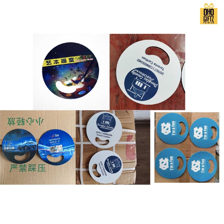 พัดพลาสติก PP มีที่จับในตัว สกรีนไม่จำกัดสี ทำเป็นสินค้าพรีเมี่ยม ของชำร่วย ของที่ระลึกได้