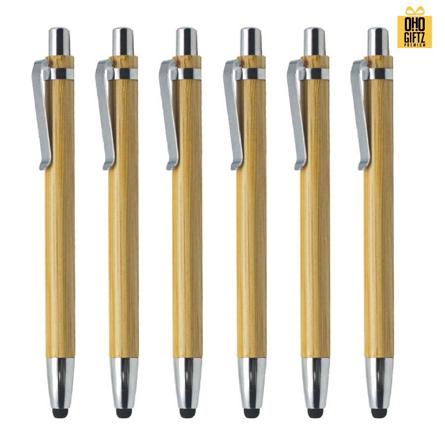 ปากกาไม้ไผ่ทัชสกรีนจอ สกรีนชื่อ สกรีนโลโก้ ทำเป็นของพรีเมี่ยมได้