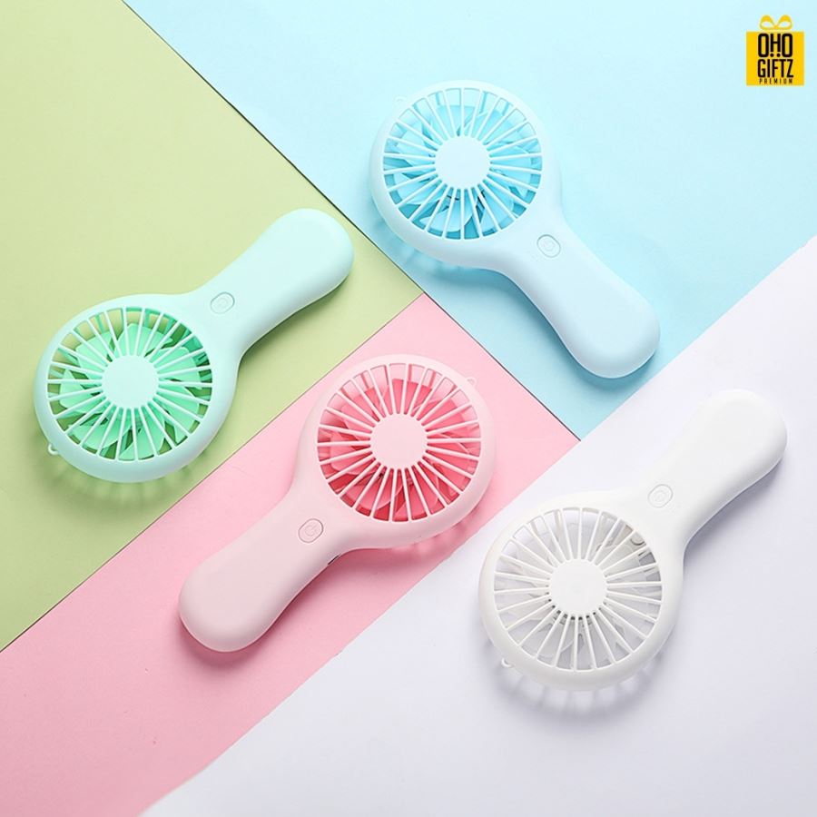 พัดลมมือถือแบบพกพา สกรีนโลโก้ ทำเป็นของพรีเมี่ยม
