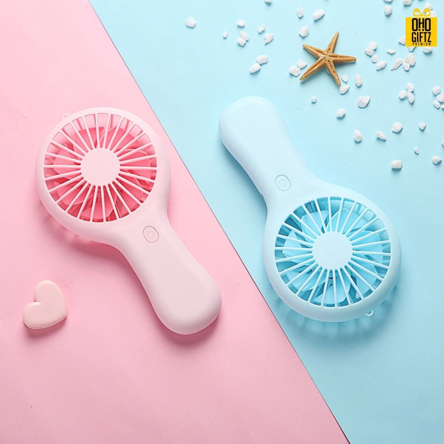 พัดลมมือถือแบบพกพา สกรีนโลโก้ ทำเป็นของพรีเมี่ยม