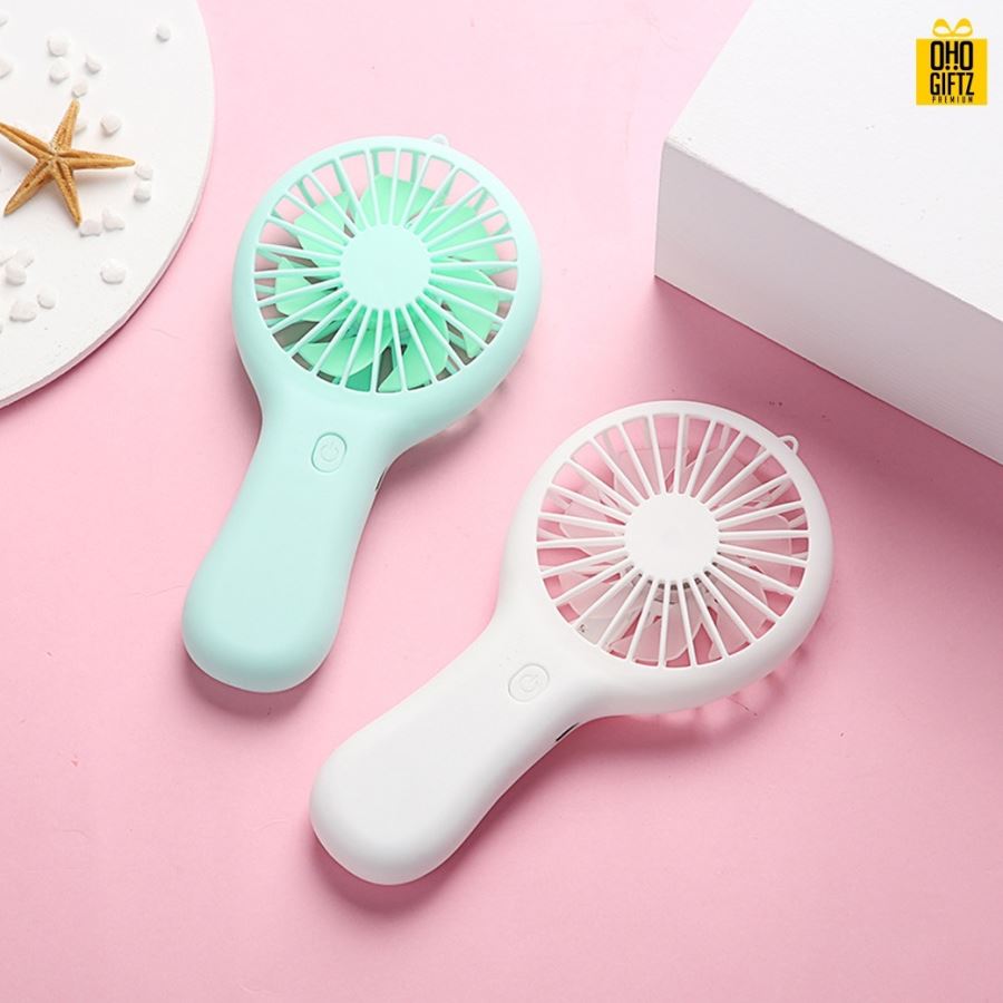 พัดลมมือถือแบบพกพา สกรีนโลโก้ ทำเป็นของพรีเมี่ยม