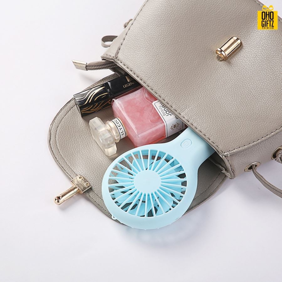 พัดลมมือถือแบบพกพา สกรีนโลโก้ ทำเป็นของพรีเมี่ยม