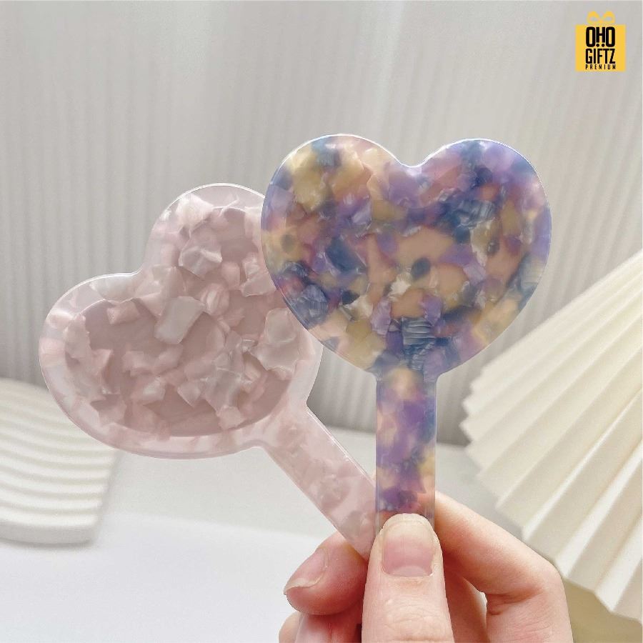 กระจกหัวใจพกพา ลายกระวินเทจ สกรีนชื่อ สกรีนโลโก้ ทำเป็นของพรีเมี่ยมได้