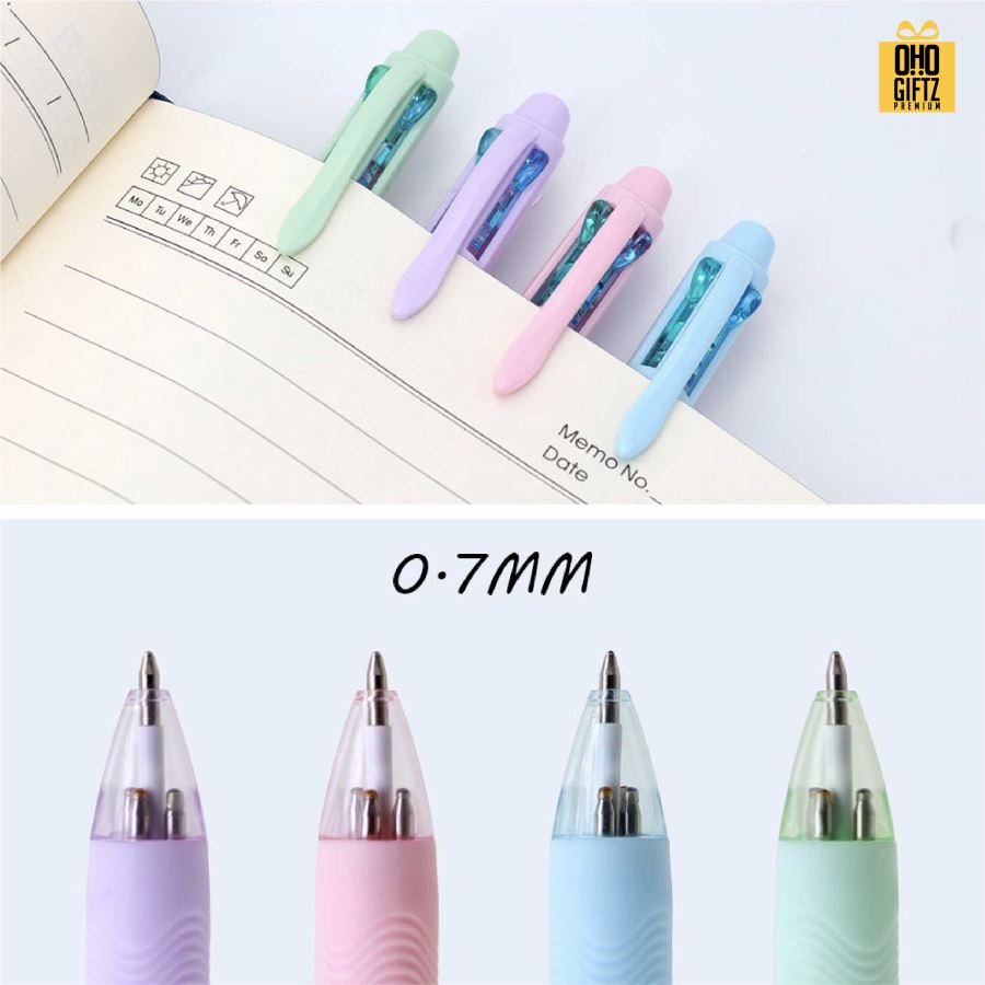 ปากกาเจลไส้ 4 สี สกรีนชื่อ สกรีนโลโก้ ทำเป็นของพรีเมี่ยมได้