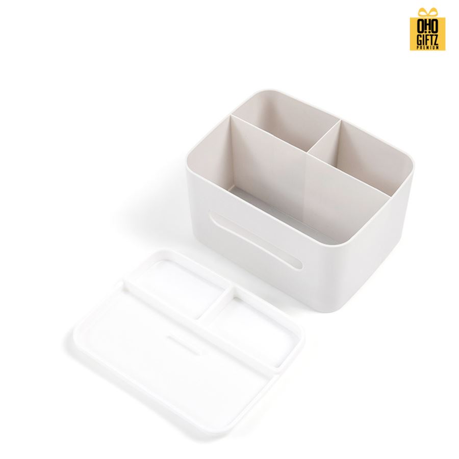 กล่องใส่ทิชชู่ตั้งโต๊ะใส่ของได้ สกรีนโลโก้ ทำเป็นของพรีเมี่ยม ของชำร่วยได้