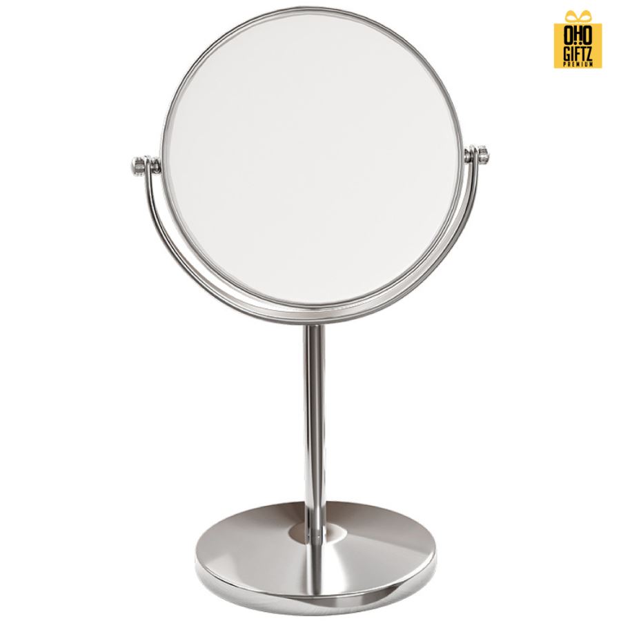 กระจกกลมส่องหน้าตั้งโต๊ะขนาดใหญ่ 2in1 สกรีนโลโก้  ทำเป็นของพรีเมี่ยมได้