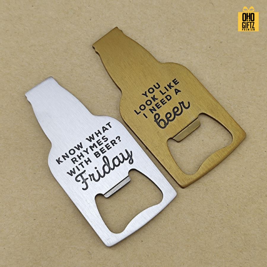 ที่เปิดขวดทรงขวดและแก้วเบียร์  สกรีนโลโก้  ทำเป็นของพรีเมี่ยมได้