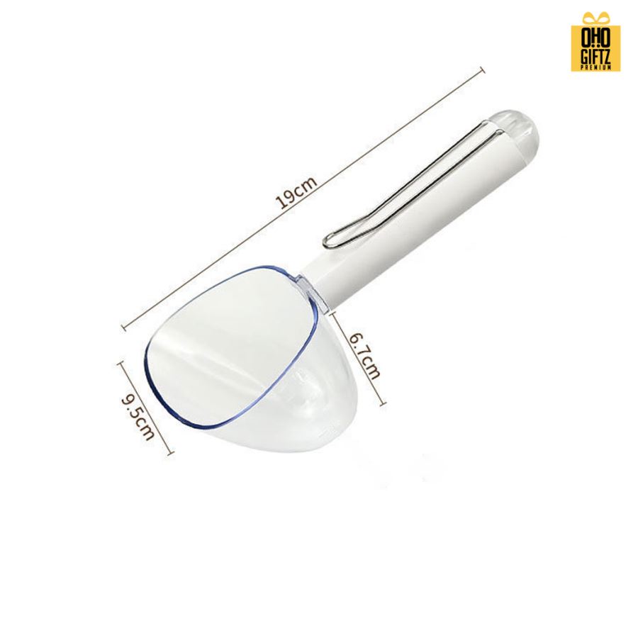 ช้อนตักอาหารสัตว์พร้อมที่หนีบถุง สกรีนโลโก้  ทำเป็นของพรีเมี่ยมได้