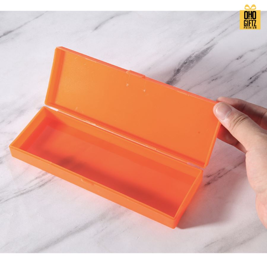 กล่องพลาสติกใส่เครื่องเขียน สกรีนโลโก้  ทำเป็นของพรีเมี่ยมได้