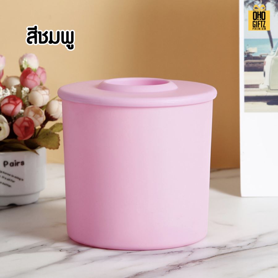 กล่องใส่ทิชชู่ทรงกลม สกรีนโลโก้  ทำเป็นของพรีเมี่ยมได้