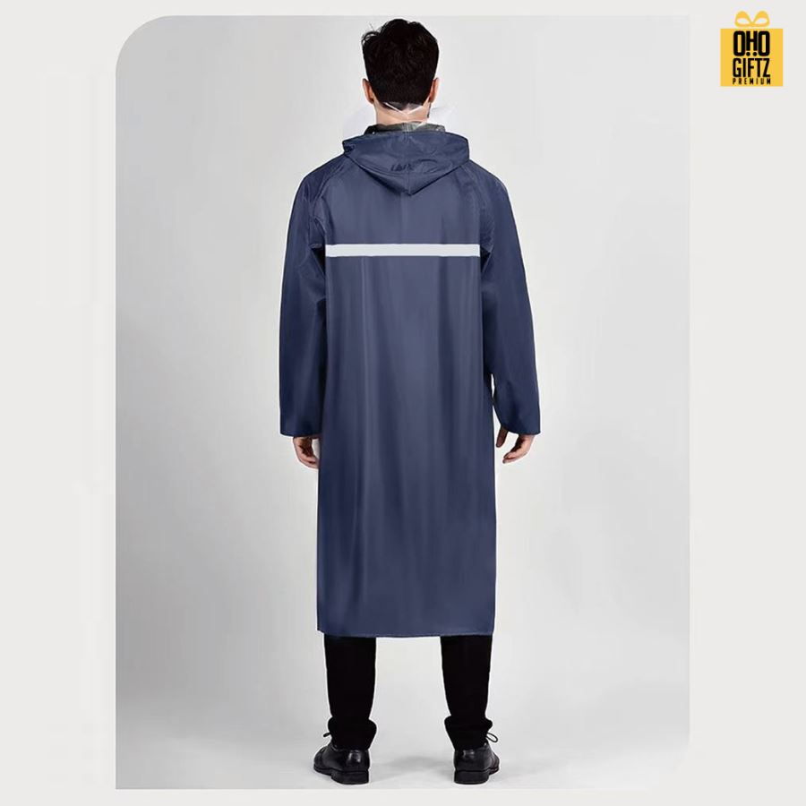 เสื้อกันฝนสีกรมท่า สกรีนโลโก้ ทำเป็นของพรีเมี่ยมได้