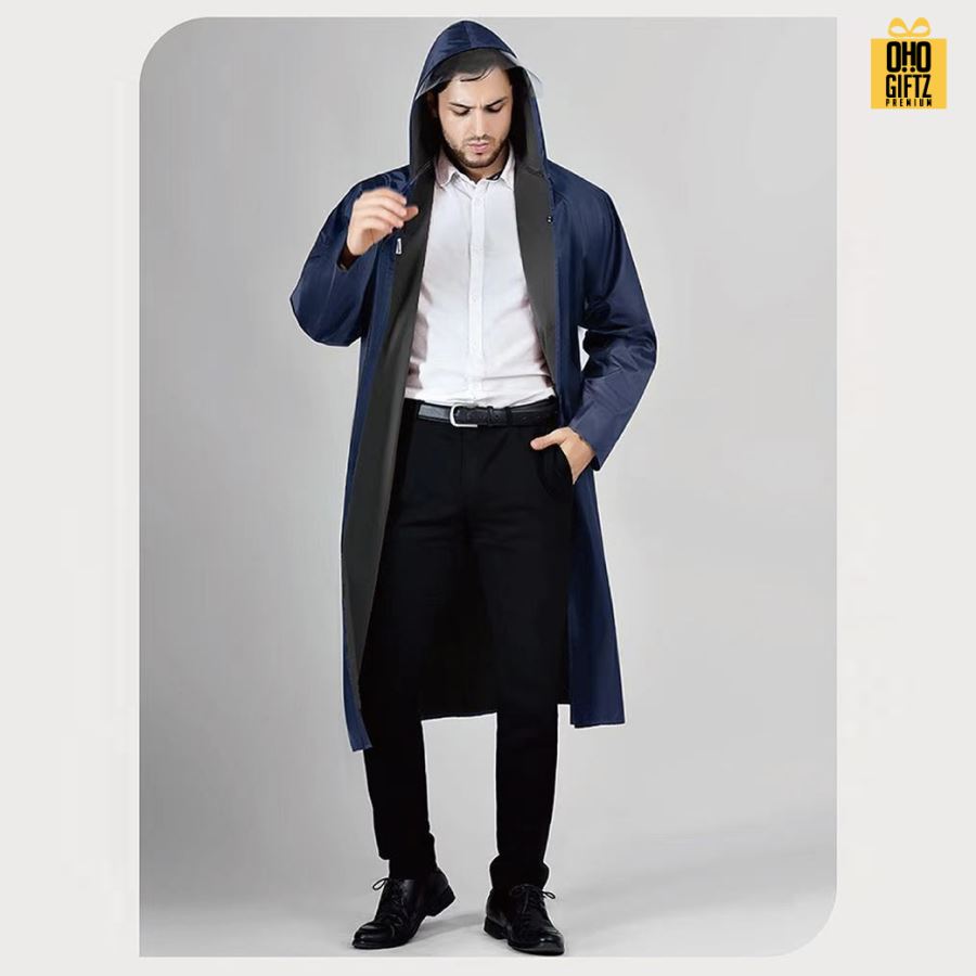 เสื้อกันฝนสีกรมท่า สกรีนโลโก้ ทำเป็นของพรีเมี่ยมได้